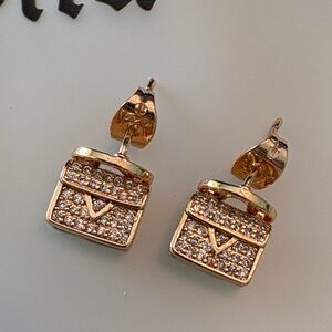 Rose Gold Crystal Mini Handbag Stud Earring